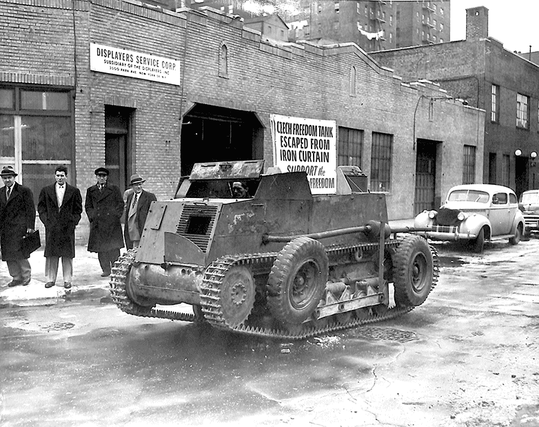 The 'reedom Tank' on display in New York City in 1953. (Hoover Institution)